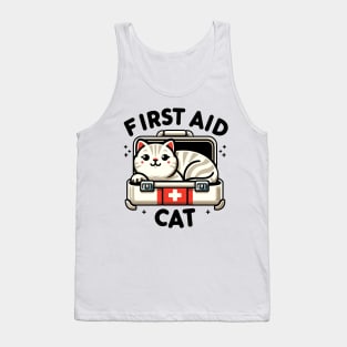 First Aid Cat Pun Nurse Doctor Healthcare Novelty Funny Cat Tank Top